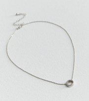 New Look Silver Cubic Zirconia Circle Pendant Necklace